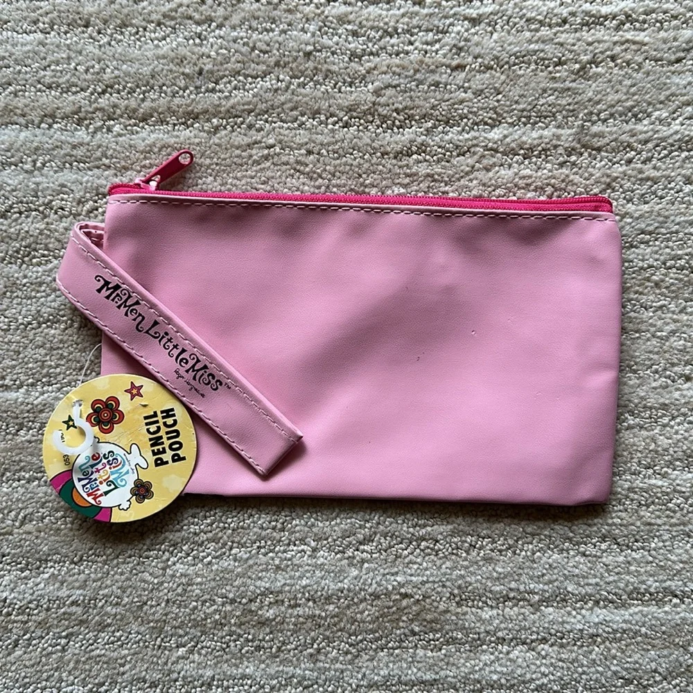 Vintage LITTLE MISS CHATTERBOX Pink Zipper Vinyl Pencil Pouch